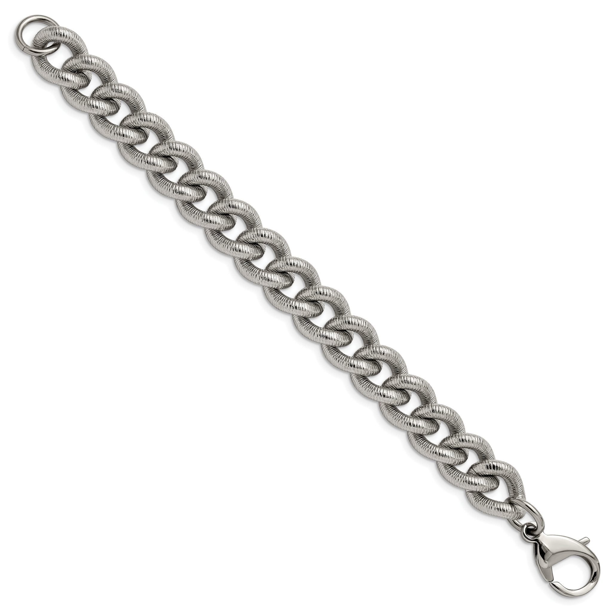 Chisel Stainless Steel Polished and Textured 14.5mm 8.25 inch Curb Bracelet Secondary image
