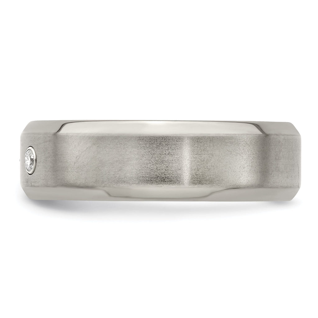 Edward Mirell Titanium Beveled .09 ct Dia With Sterling Silver Bezel Band