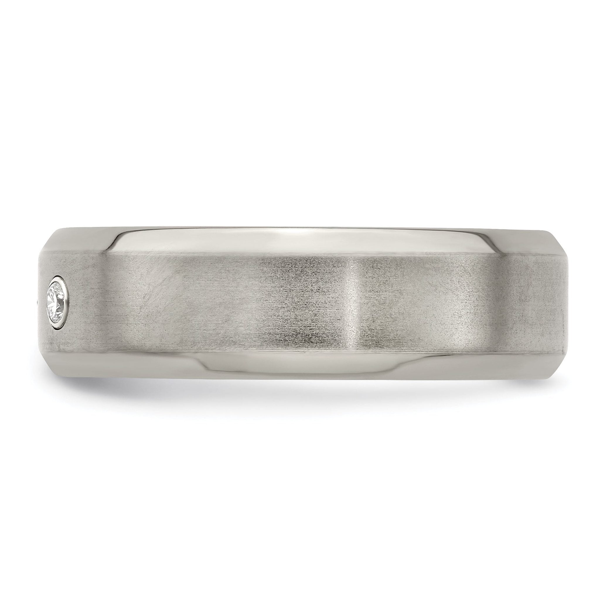 Edward Mirell Titanium Beveled .09 ct Dia With Sterling Silver Bezel Band