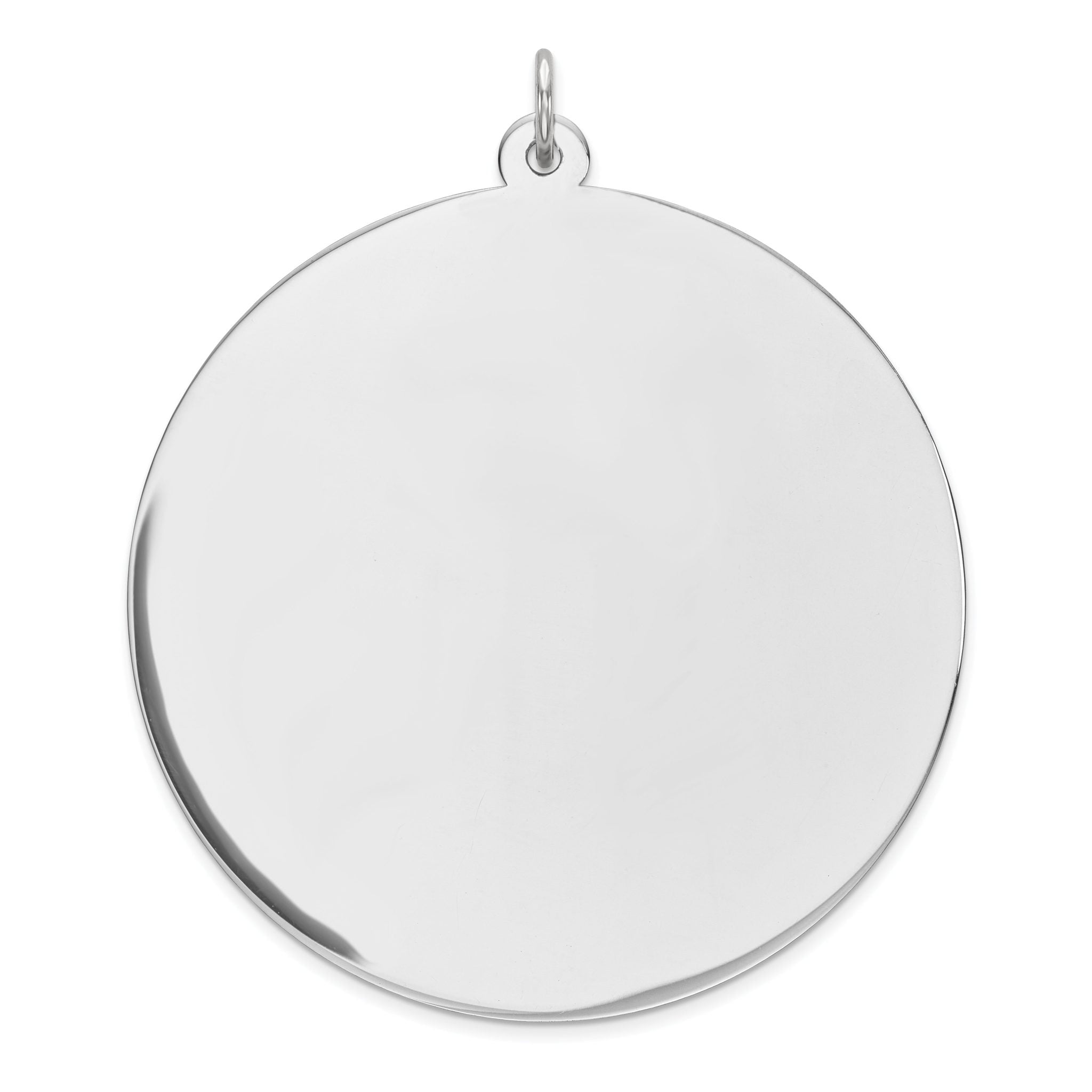 Sterling Silver Rhod-plated Eng. Rnd Polish Front/Satin Back Disc Charm Main image