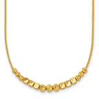 14K Polished Diamond-cut and Square Beaded 16 Inch Necklace Plus 2 Inch Extender