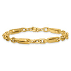 14k Polished and Textured 4.8mm Greek Key Design Links 7.75 inch Bracelet