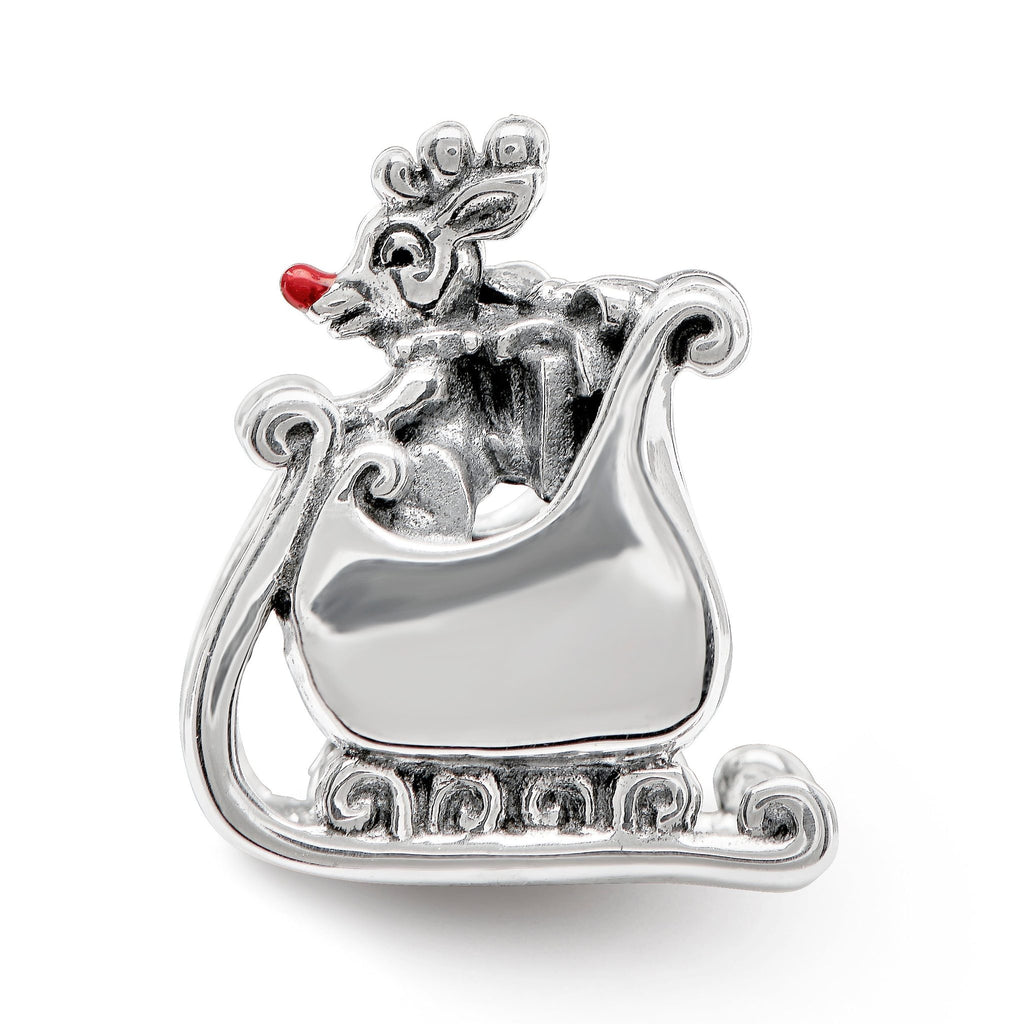 Sterling Silver Reflections Enameled Rudolph in Sleigh Bead