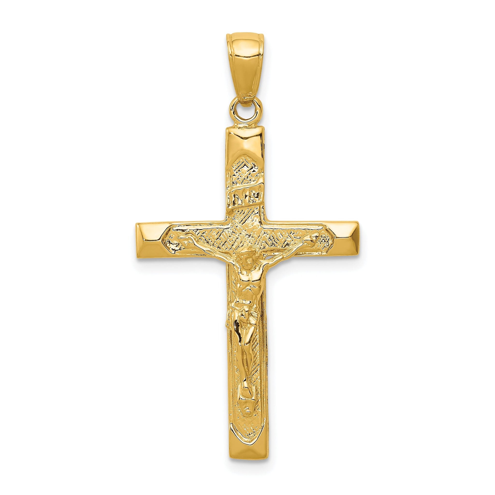 14K Gold Crucifix Pendant with Polished Finish and Solid Cast Design Main image