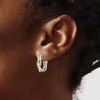 10K w/Wht Rhodium Plating Braided Hoop Earrings