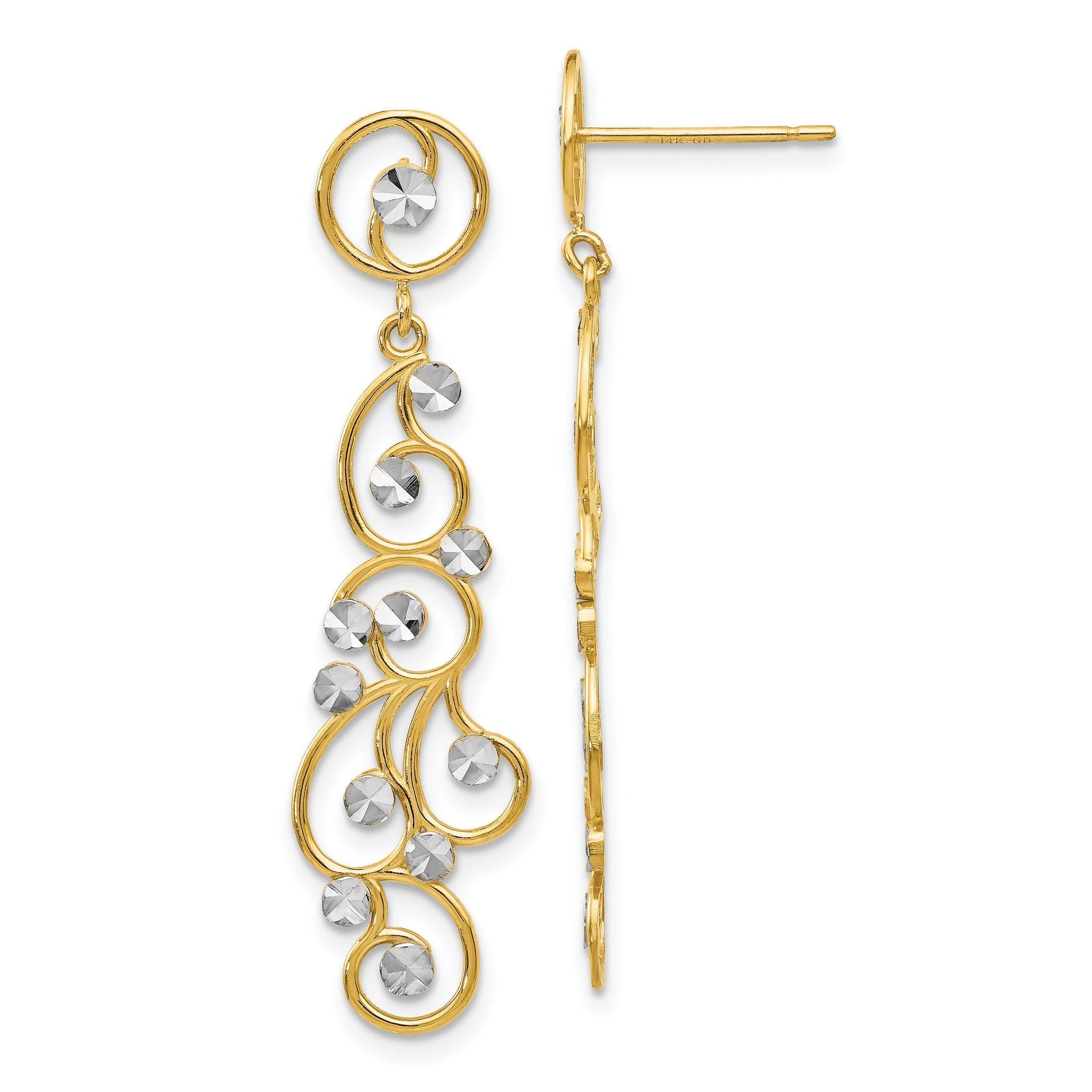 14k and Rhodium Filigree Dangle Earrings Main image