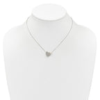 Sterling Silver Polished Heart and Glass Pearl 16 inch Necklace