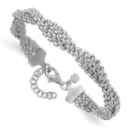 SS RH-plated Polish/Texture Braided w/ 1in ext. Bracelet