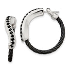 Edward Mirell Black Titanium and Sterling Silver Hoop Earrings with Black Spinel Accents