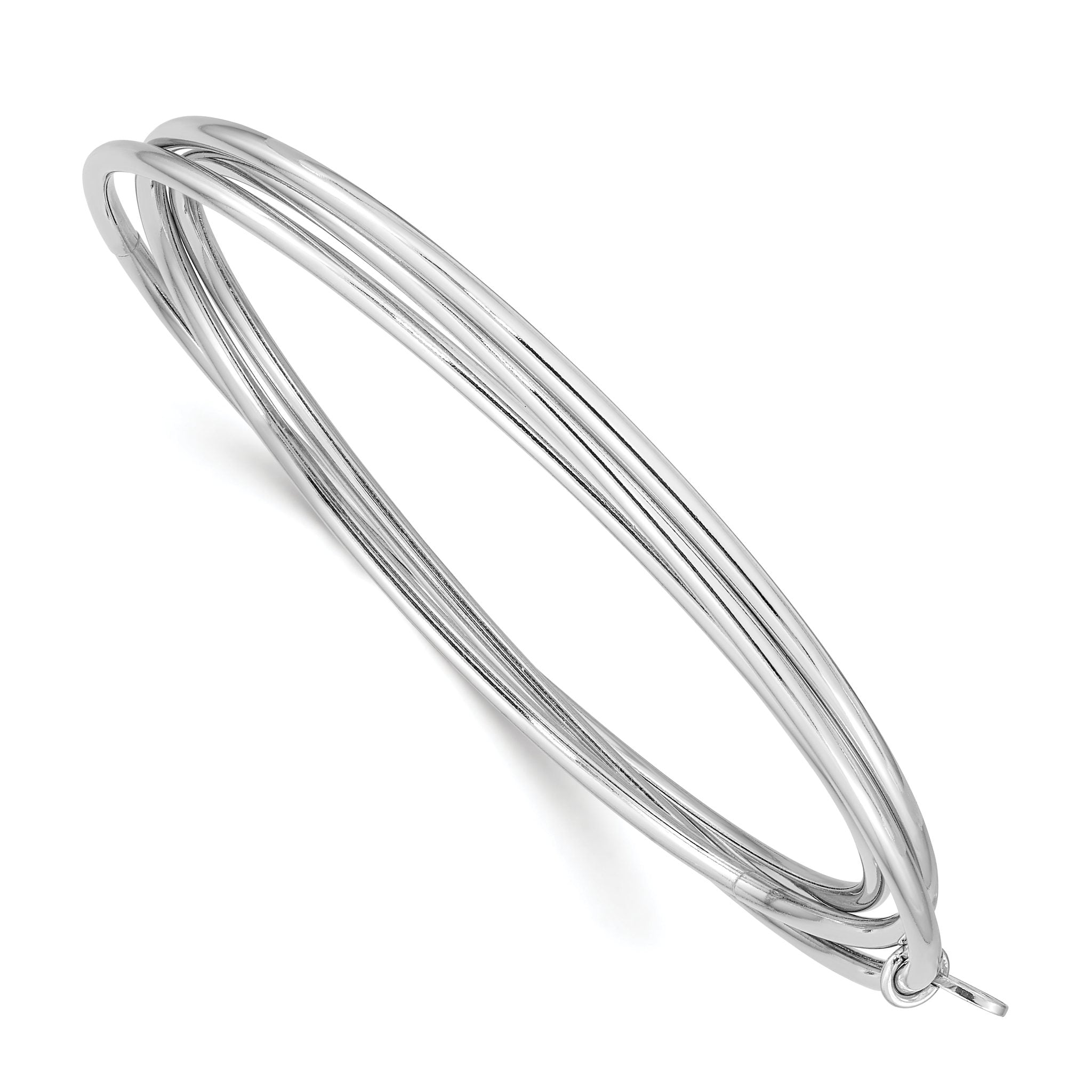 Sterling Silver Rhodium Plated Polished Intertwined Bangle Bracelet Main image