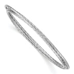 Sterling Silver 925 Polished Twisted Bangle Bracelet Elegant Rhodium Finish