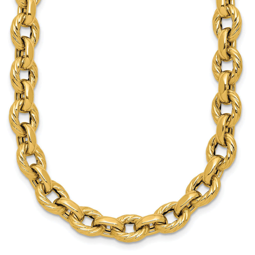 14K Polished and Twisted Fancy Link Necklace