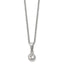 Chisel Stainless Steel Polished Crystal Pendant on a 16 inch Cable Chain with a 2 inch Extension Necklace