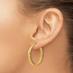 14K Polished Square Tube Round Hoop Earrings