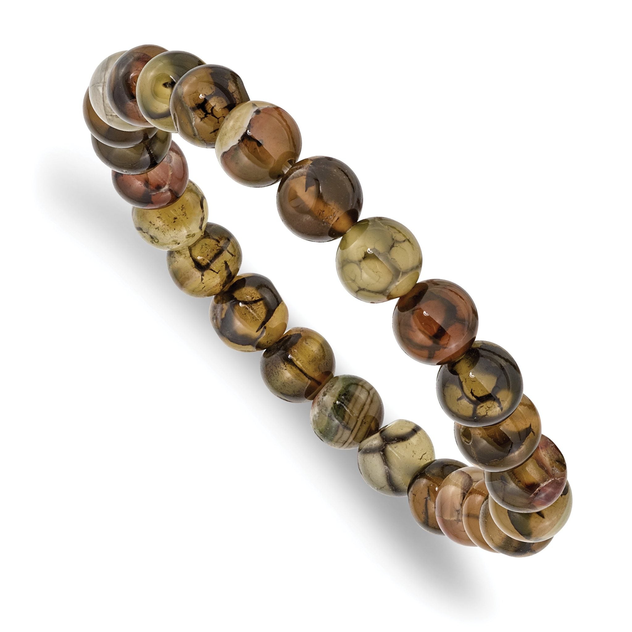 8mm Black and Yellow Agate Beaded Stretch Bracelet Main image