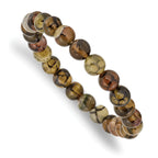 8mm Black and Yellow Agate Beaded Stretch Bracelet