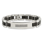 Stainless Steel Brushed and Polished Black IP-plated with Cubic Zirconia Bracelet for Men
