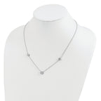 Sterling Silver Rhodium-plated 3 Station CZ Necklace