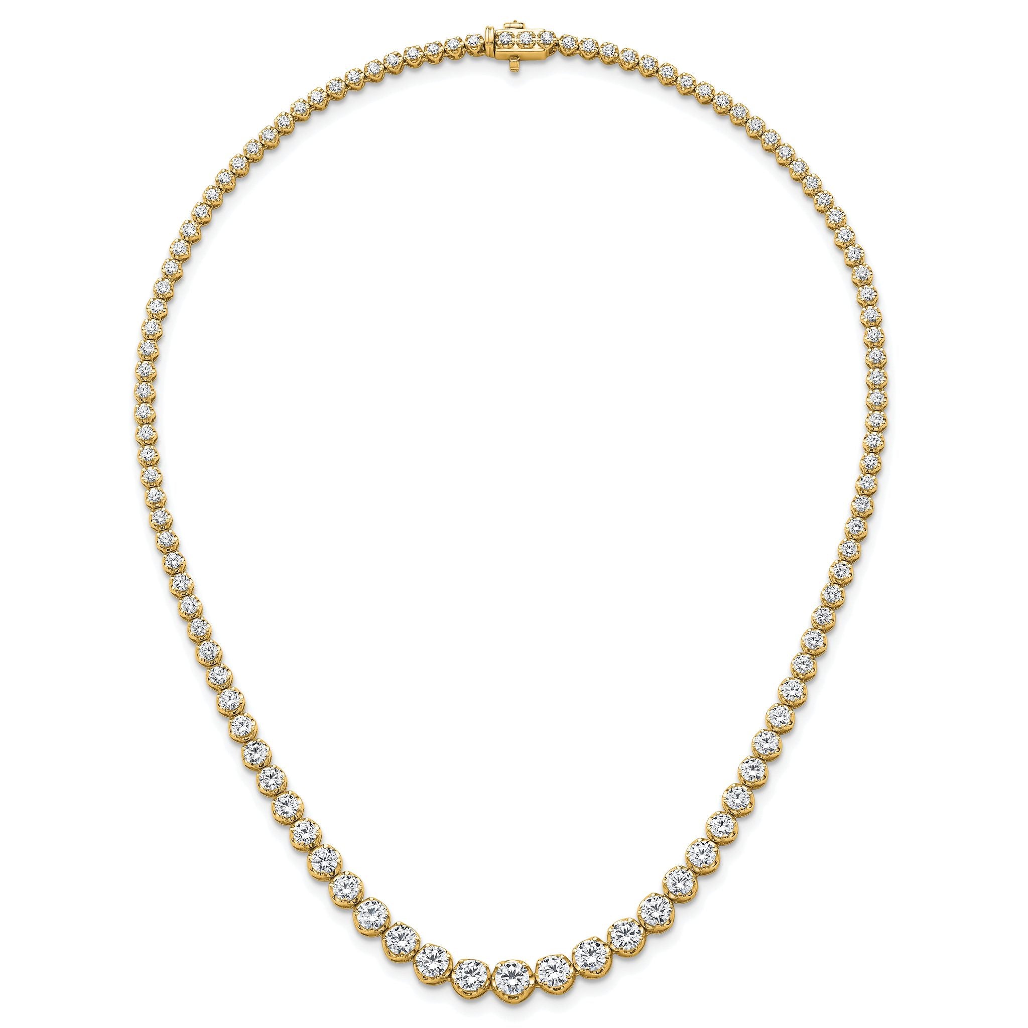 14k 10 carat Certified Lab Grown Diamond VS/SI+ G+ Complete Round 16 inch Graduated Tennis Necklace
