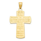 14K Gold Polished Cross Pendant with Serenity Prayer Reversible Design