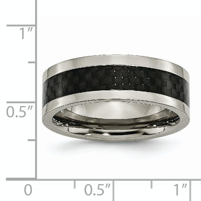 Carbon Fiber Inlay Wedding Band in Titanium, 8mm