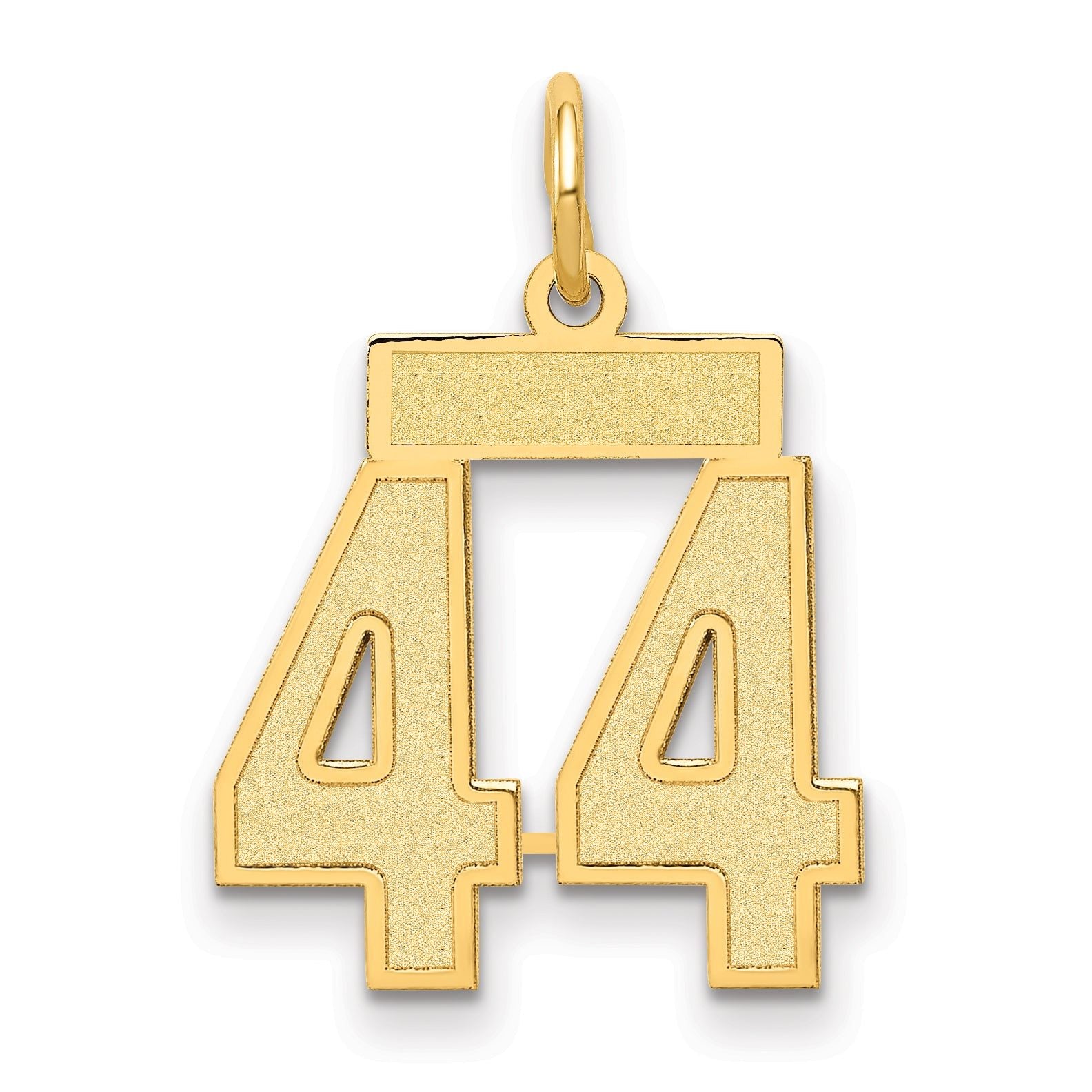 14K Gold Small Satin Number 44 Charm with Brushed Finish