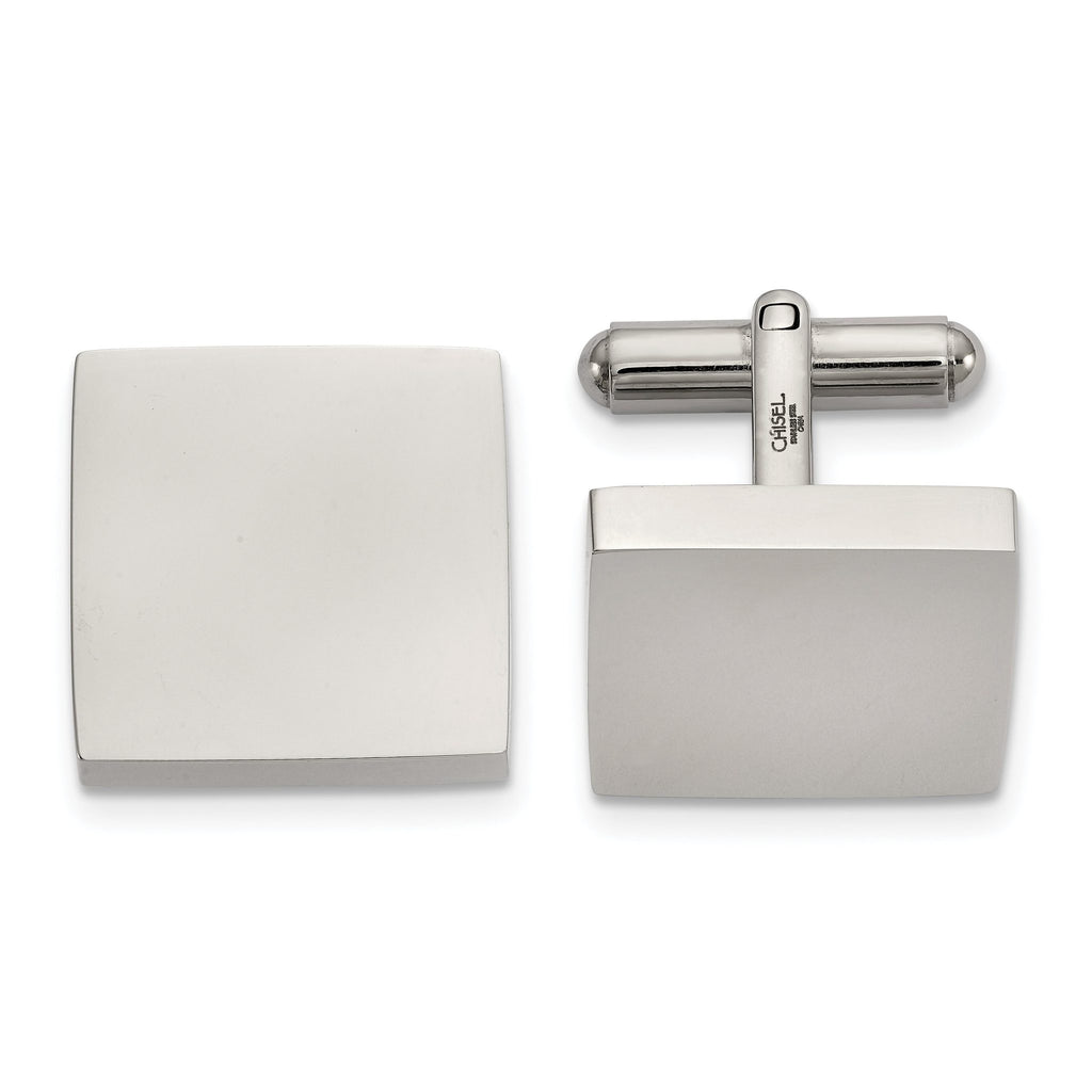 Stainless Steel Polished Square Cuff Links