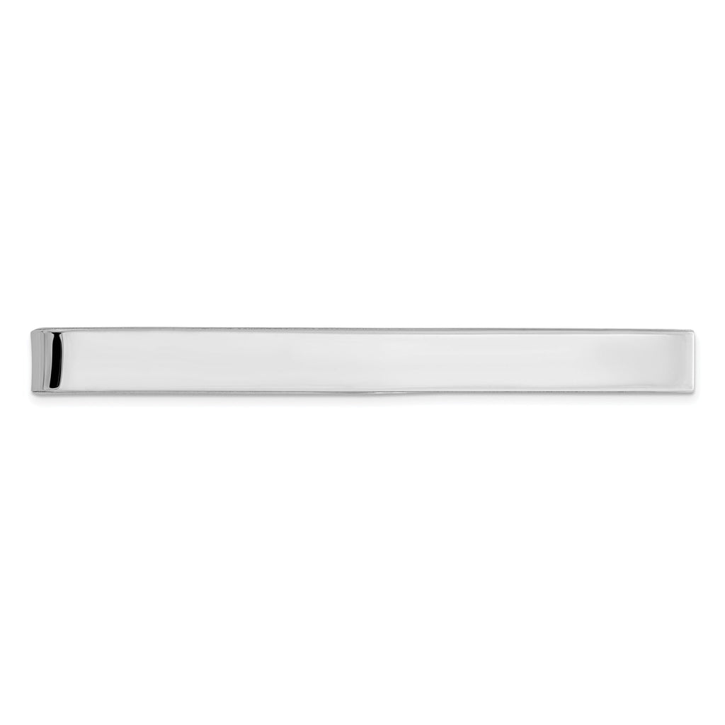 Sophia Jewelers Sterling Silver Tie Bar with Polished Rhodium Finish Engravable