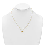 14k Polished Heart Pendant and Beaded Chain 16 inch Necklace Plus 2 inch Extender