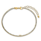 14k Two-Tone Textured Woven 5mm Flexible Bangle Bracelet Plus 1.25 inch Extender