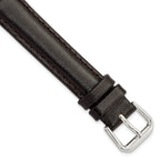 Smooth Leather Watch Band in Dark Brown with Silver-Tone Buckle, 16mm