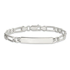 Sterling Silver 7inch Polished Engraveable Figaro Link ID Bracelet