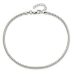 Sterling Silver 2.5mm Snake Chain 9 inch Plus 1 inch Extender - Total 10 inch Anklet