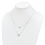 Sterling Silver Polished 2-Strand Heart Dangle Necklace