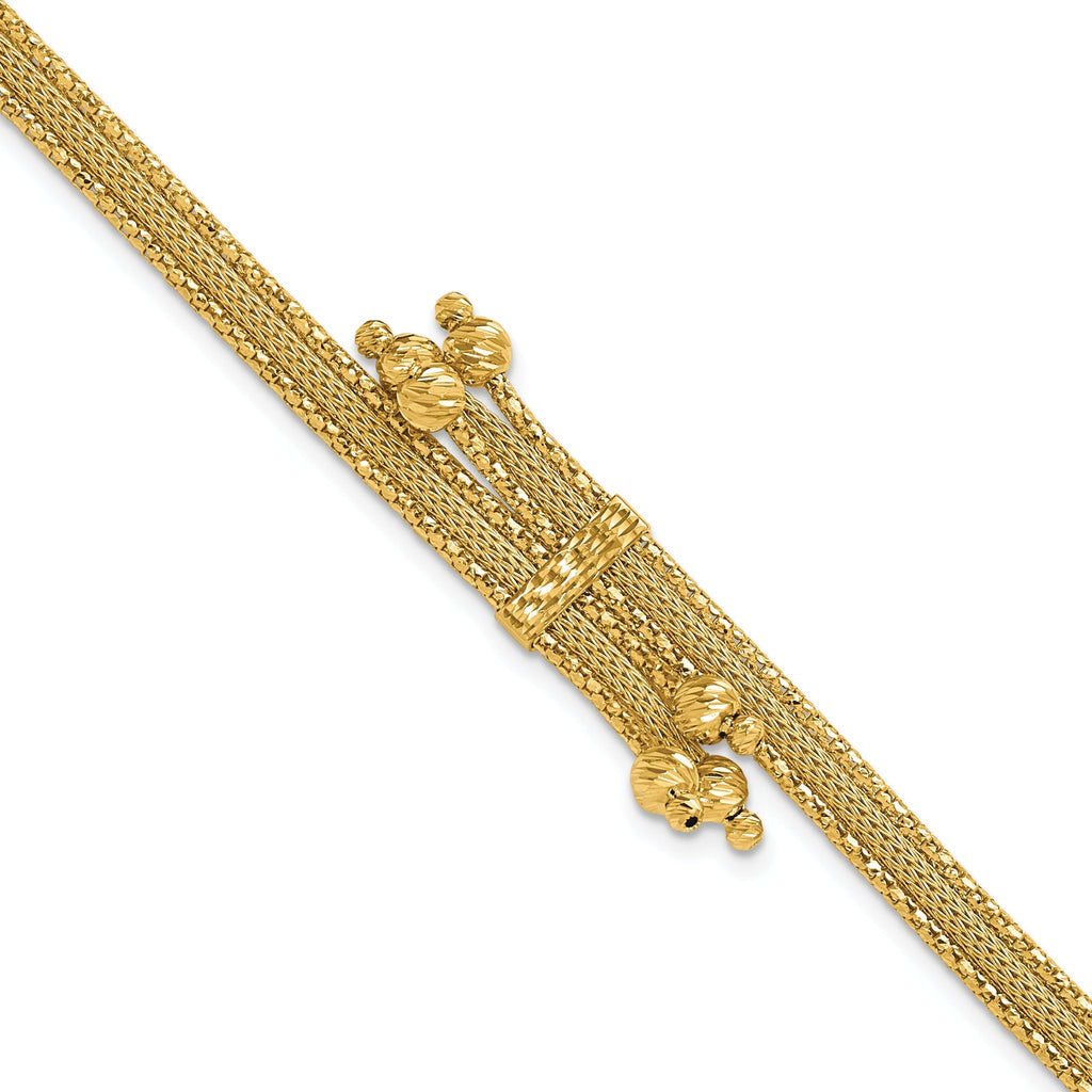 14K Polish/Texture/Dia-cut Fancy Bracelet