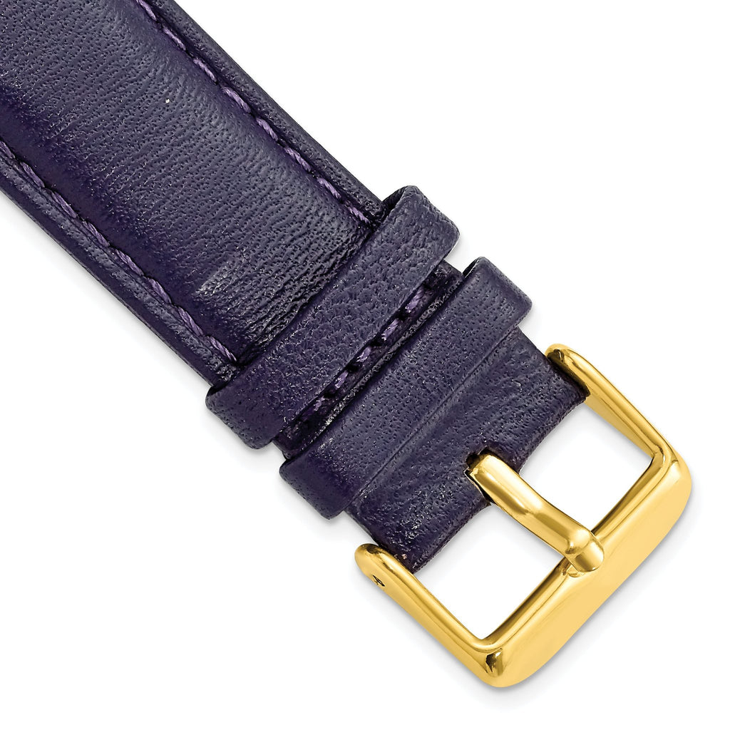 Navy Glove Leather Watch Band in 19mm with Gold-Tone Buckle