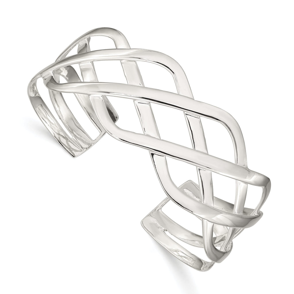 Sophia Jewelers Sterling Silver 925 Woven Cuff Bangle for Women