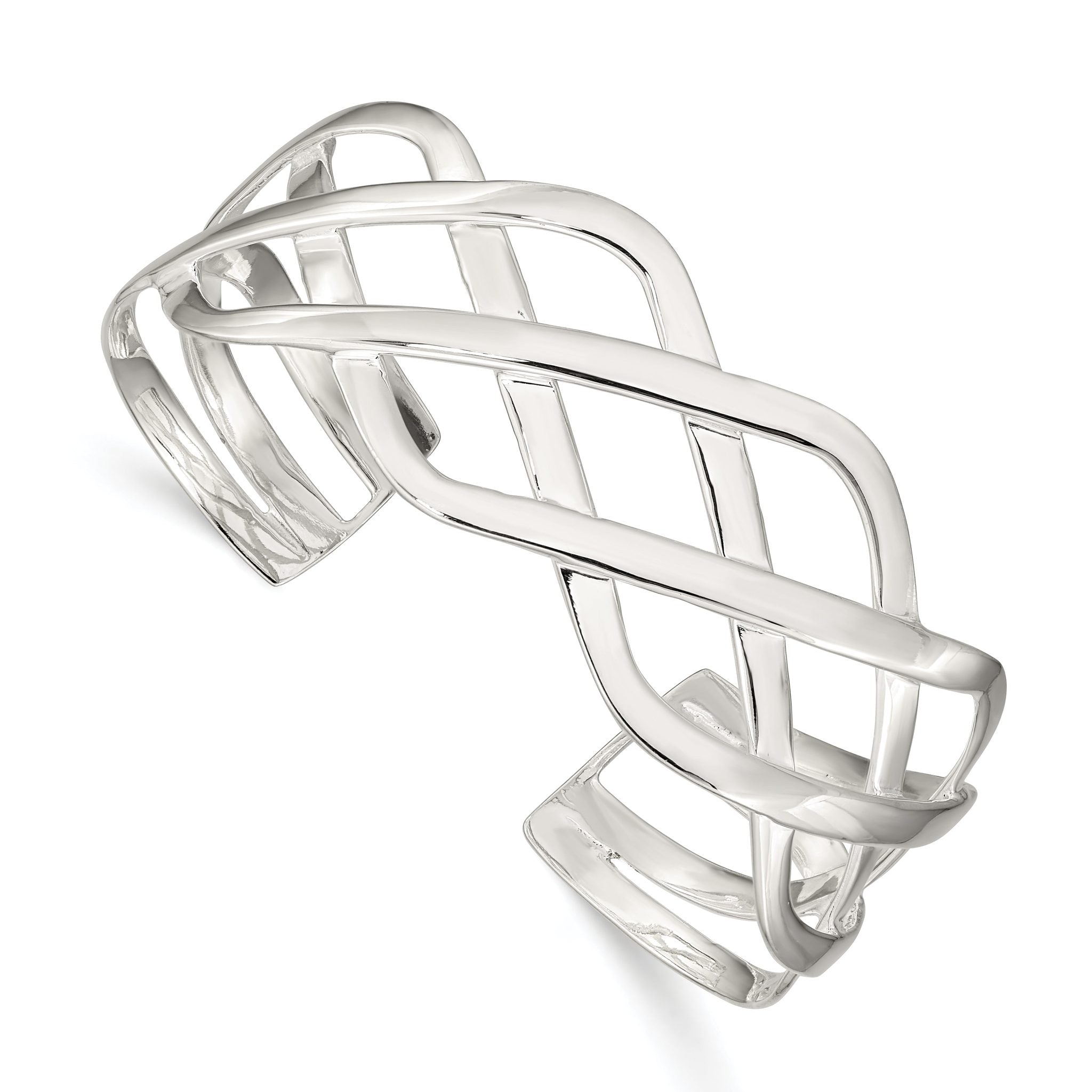 Sophia Jewelers Sterling Silver 925 Woven Cuff Bangle for Women