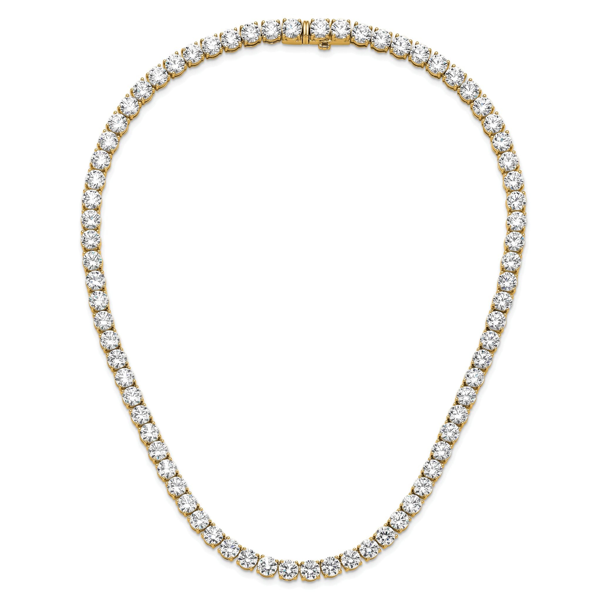 14k 83 carat Lab Grown Diamond VS+ F+ Complete Round 22 inch Straight Tennis Necklace