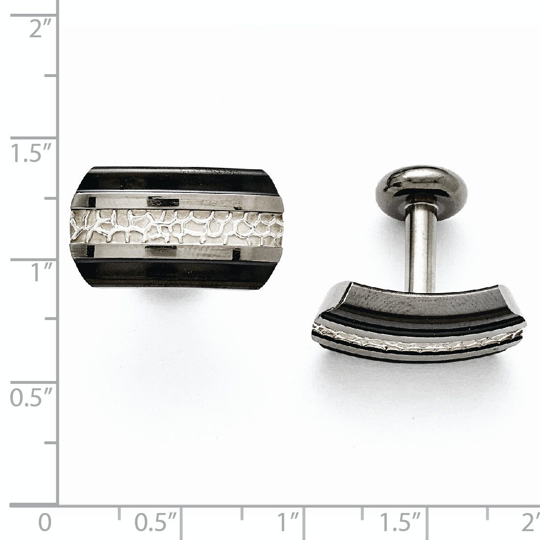 Black Titanium & Sterling Silver Polished Cuff Links Secondary image