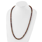Sterling Silver Rhodium-plated 8-9mm Brown Near-Round Freshwater Cultured Pearl Necklace