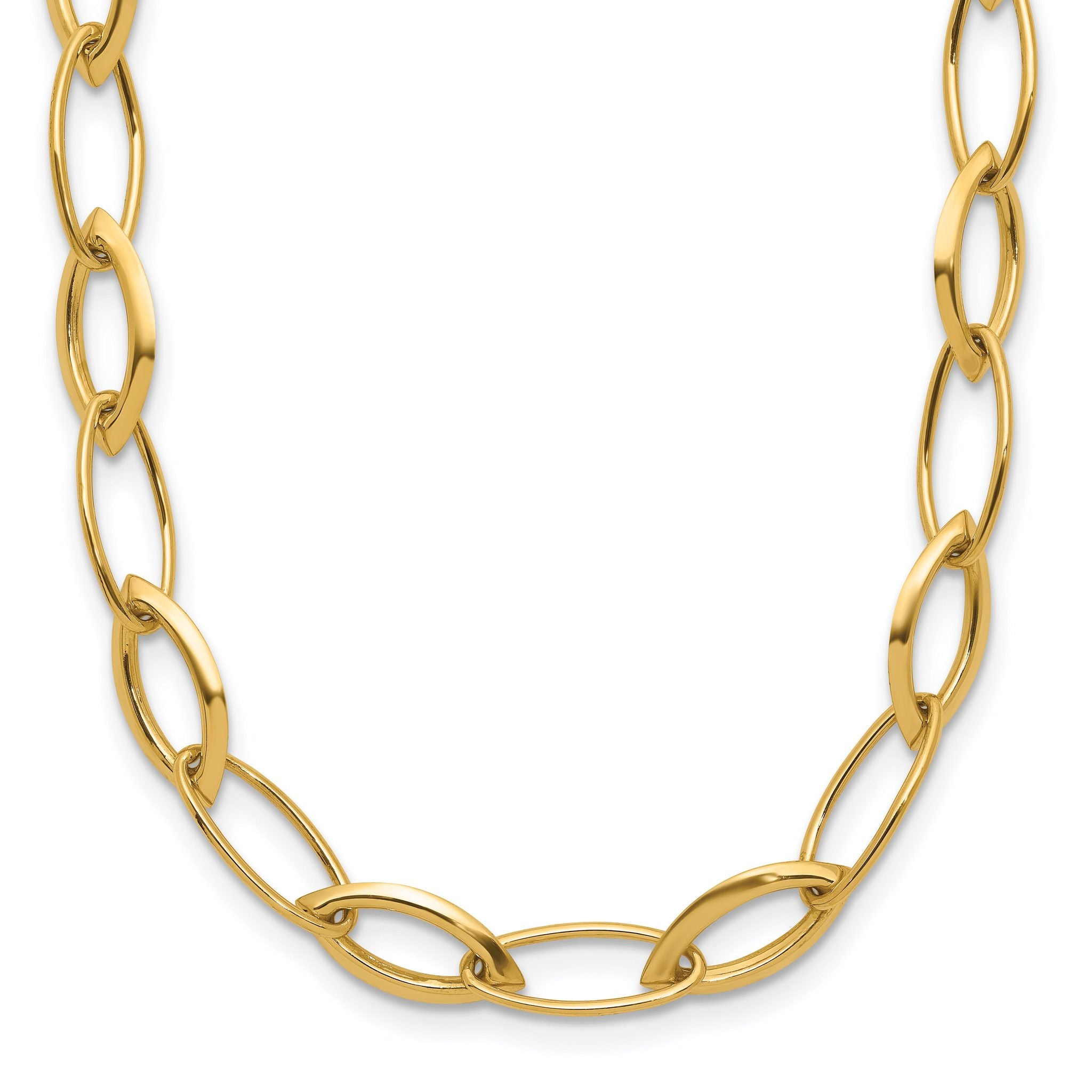14K Polished Fancy Oval and Navette Link Necklace Main image