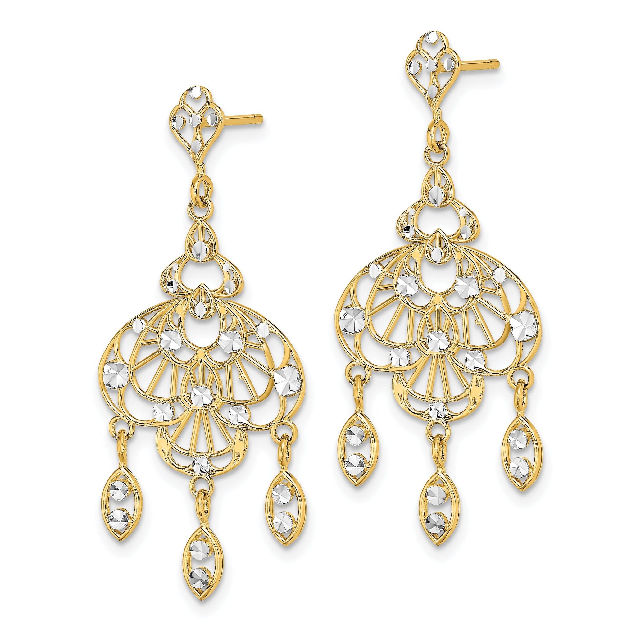 14K w/Rhodium D/C Chandelier Fancy Earrings Secondary image