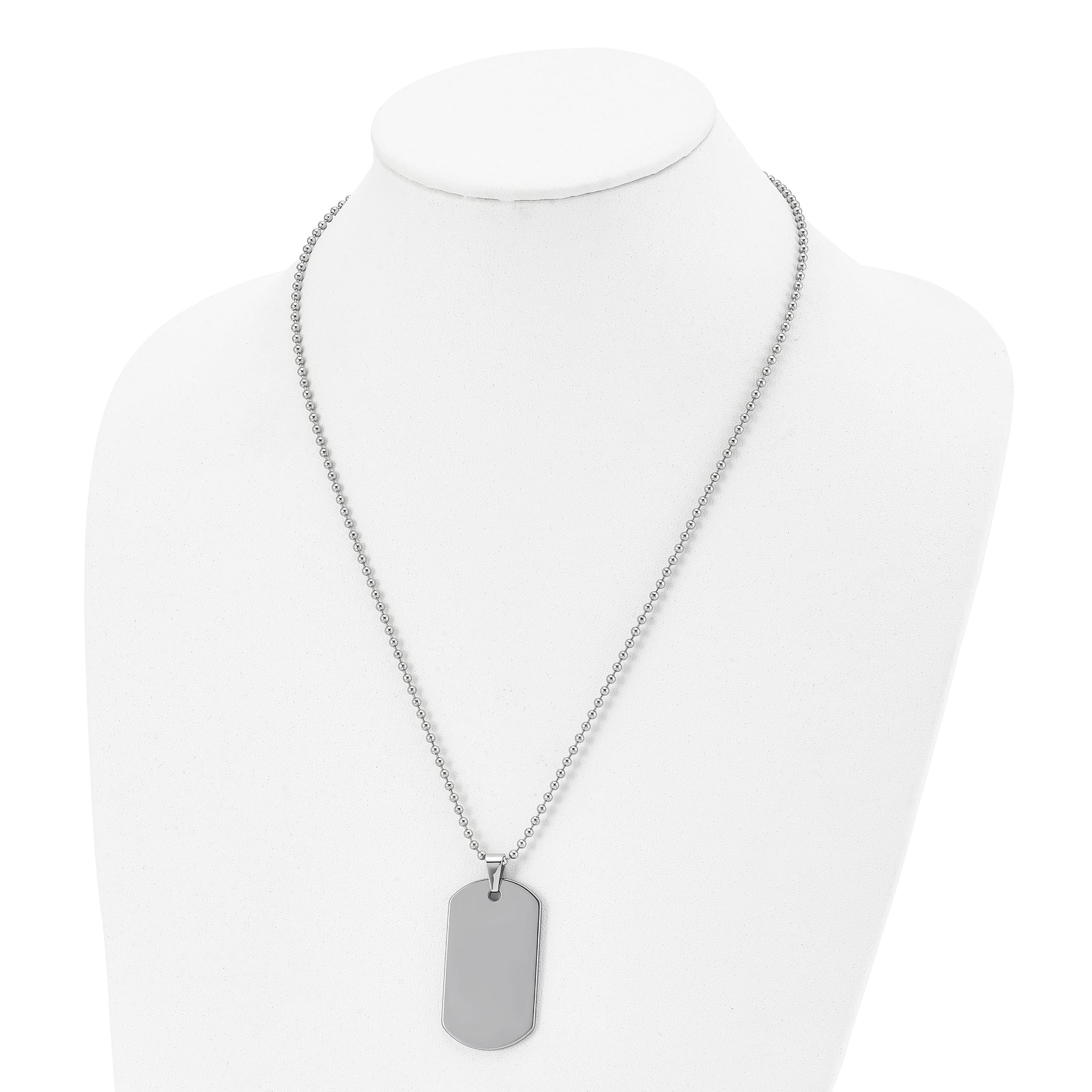 Polished Dog Tag Necklace in Tungsten