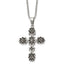 Chisel Stainless Steel Antiqued Polished and Textured Cross Pendant on a 22 inch Cable Chain Necklace