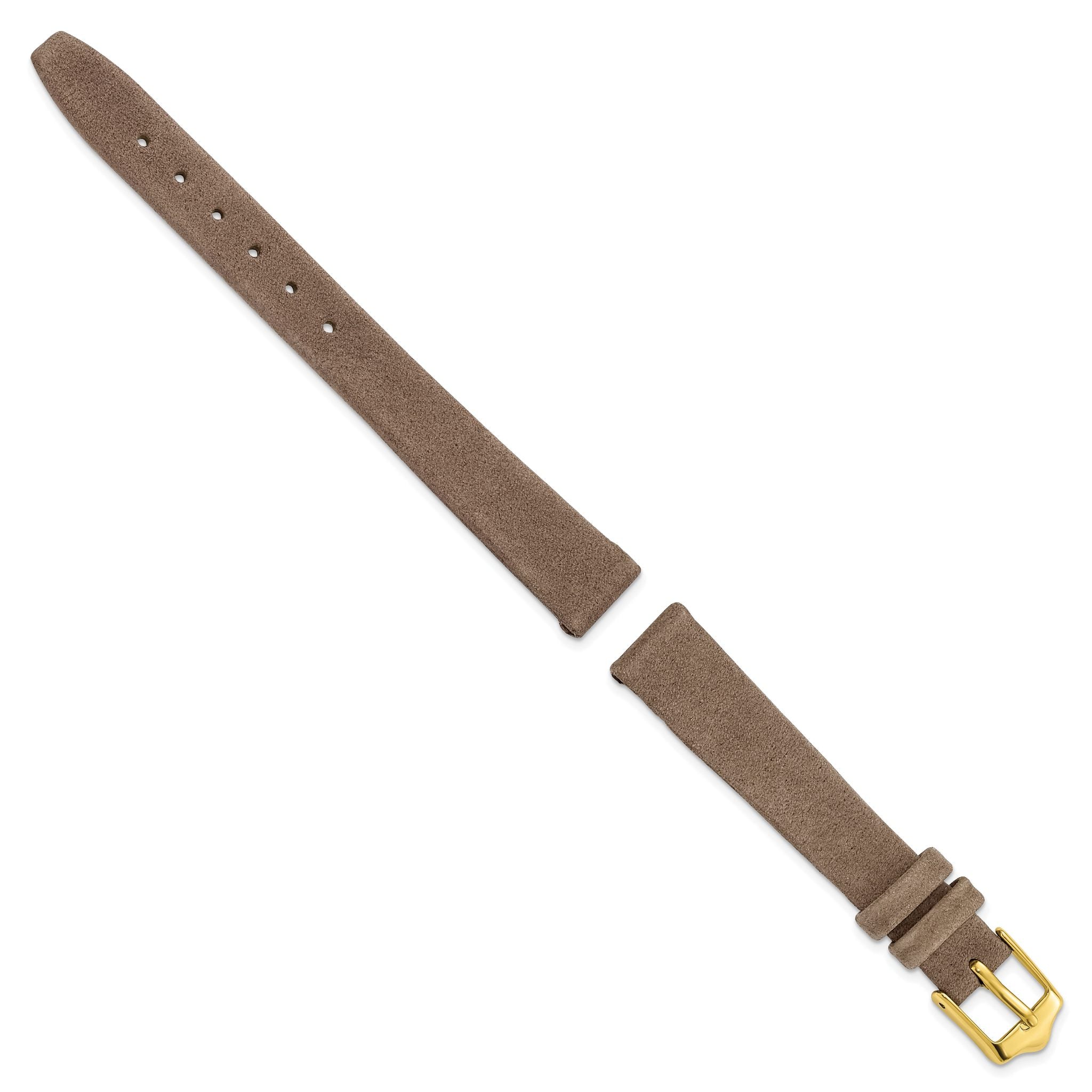 Suede Watch Band in Dark Brown with Gold-Tone Buckle, 12mm Secondary image