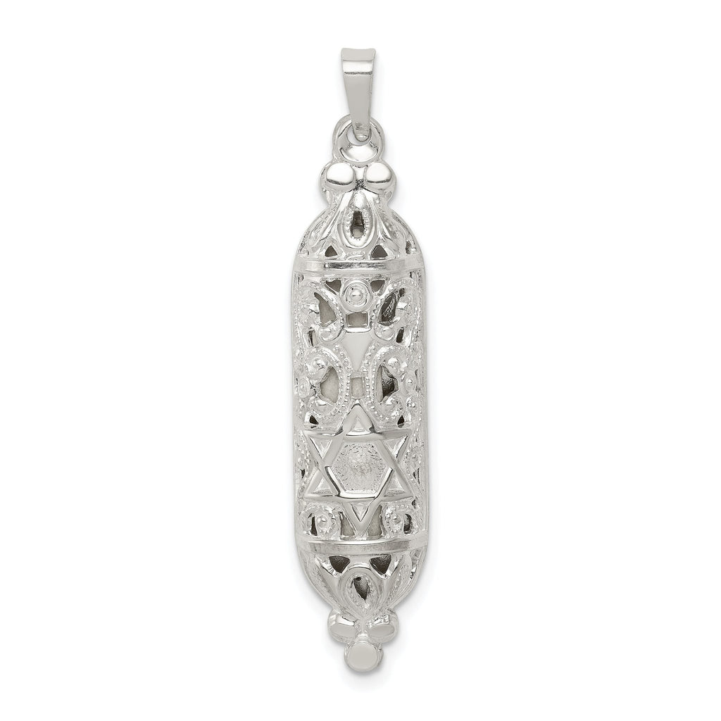 Sterling Silver 925 Mezuzah Pendant with Polished Palladium Finish