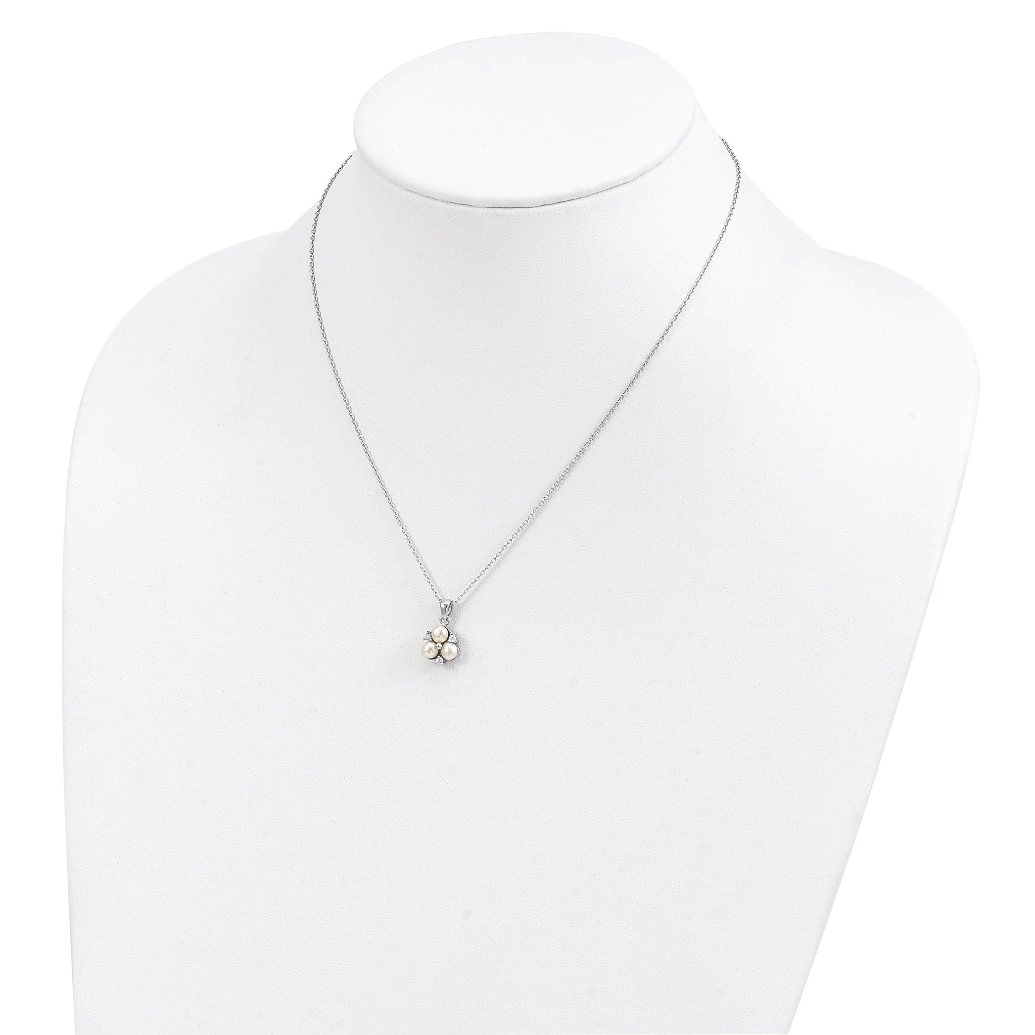 Sophia Jewelers Sterling Silver CZ and Freshwater Pearl Elegant Necklace