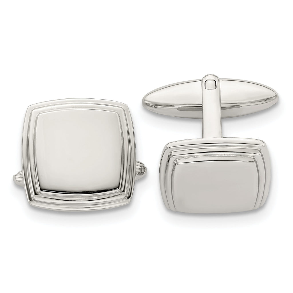 Stainless Steel Polished Square Cuff Links