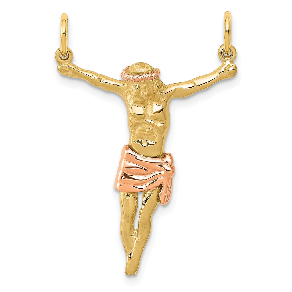 14K Two-Tone Gold Rose Corpus Pendant Elegant Design by Sophia Jewelers